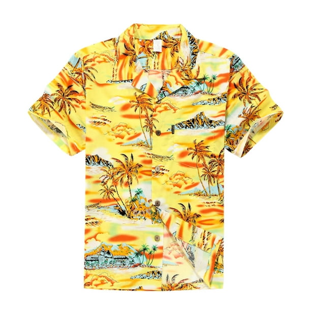 LA LEELA Everyday Essentials Casual Cotton Tropical Hawaiian Mens Shirt at 